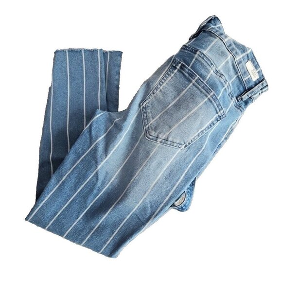 Almost Famous Overall Women's Size Small Striped Side Zip Med Wash ST# M53X-EF - Picture 4 of 16